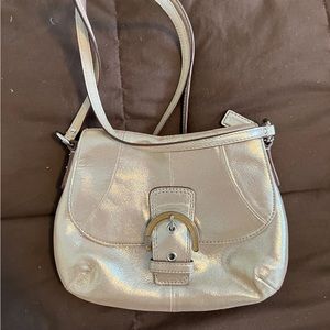 Coach metallic leather satchel bag crossbody